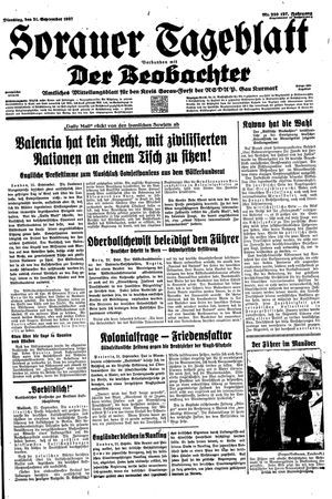 Sorauer Tageblatt vom 21.09.1937