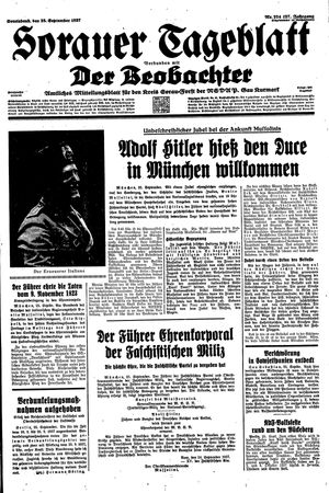 Sorauer Tageblatt vom 25.09.1937
