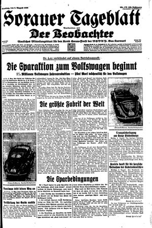Sorauer Tageblatt vom 02.08.1938