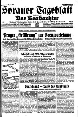 Sorauer Tageblatt vom 05.08.1938