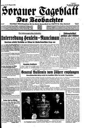 Sorauer Tageblatt vom 19.08.1938