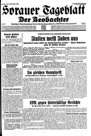 Sorauer Tageblatt vom 02.09.1938