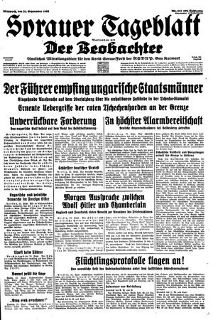 Sorauer Tageblatt vom 21.09.1938