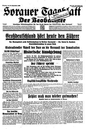 Sorauer Tageblatt vom 26.09.1938