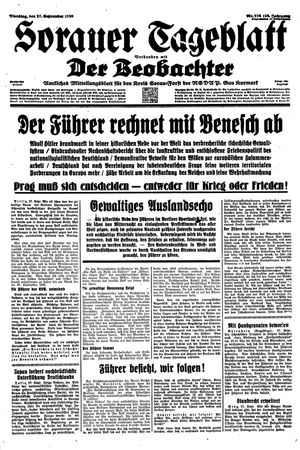 Sorauer Tageblatt vom 27.09.1938