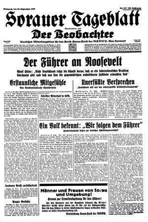 Sorauer Tageblatt vom 28.09.1938