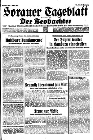 Sorauer Tageblatt on Apr 4, 1939
