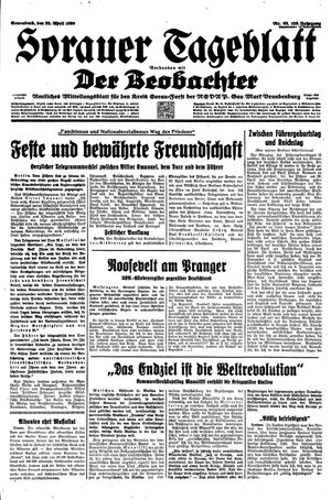 Sorauer Tageblatt vom 22.04.1939