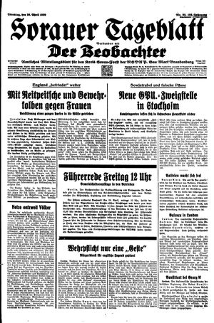 Sorauer Tageblatt vom 25.04.1939