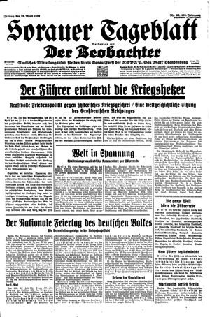 Sorauer Tageblatt vom 28.04.1939