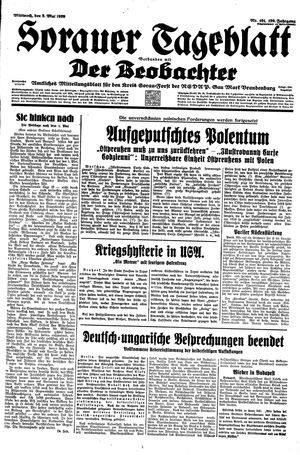 Sorauer Tageblatt vom 03.05.1939