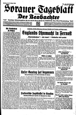 Sorauer Tageblatt vom 23.06.1939