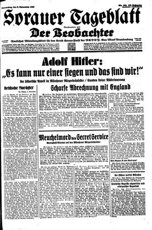 Sorauer Tageblatt vom 09.11.1939