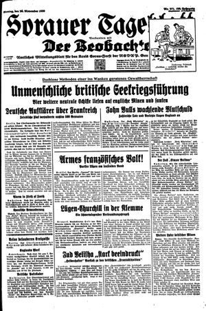 Sorauer Tageblatt vom 20.11.1939