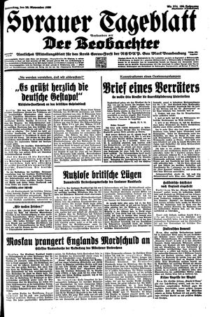 Sorauer Tageblatt vom 23.11.1939