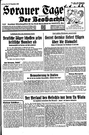 Sorauer Tageblatt vom 15.12.1939