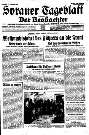 Sorauer Tageblatt vom 27.12.1939