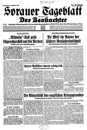 Sorauer Tageblatt vom 02.01.1940