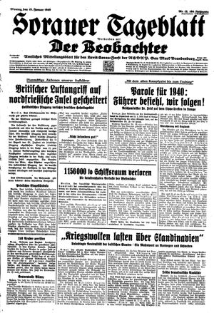 Sorauer Tageblatt vom 15.01.1940