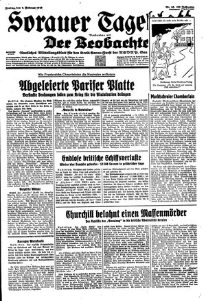 Sorauer Tageblatt vom 02.02.1940