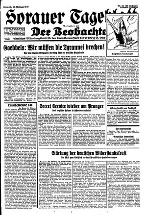 Sorauer Tageblatt vom 14.02.1940