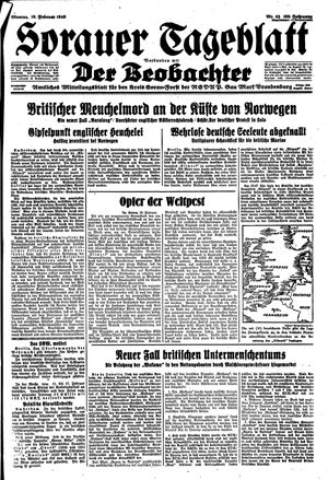 Sorauer Tageblatt vom 19.02.1940