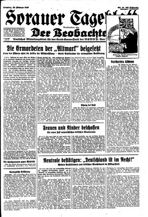 Sorauer Tageblatt vom 20.02.1940