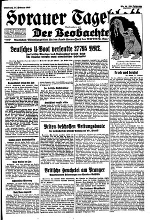 Sorauer Tageblatt vom 21.02.1940