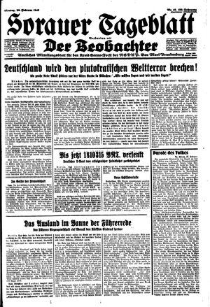 Sorauer Tageblatt vom 26.02.1940