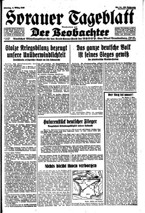 Sorauer Tageblatt vom 04.03.1940
