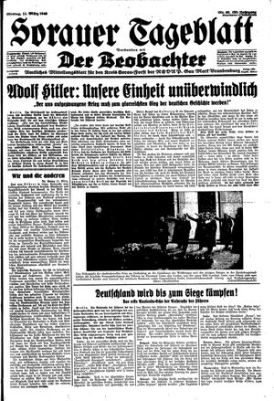 Sorauer Tageblatt vom 11.03.1940