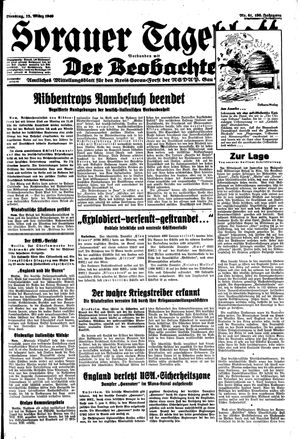 Sorauer Tageblatt vom 12.03.1940
