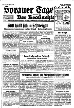 Sorauer Tageblatt vom 02.04.1940