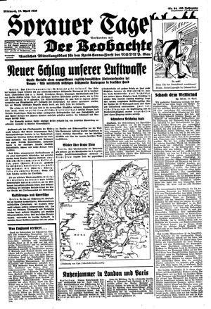 Sorauer Tageblatt vom 10.04.1940