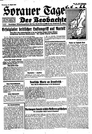Sorauer Tageblatt on Apr 16, 1940