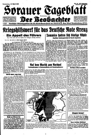 Sorauer Tageblatt vom 18.04.1940