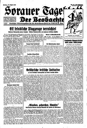 Sorauer Tageblatt vom 26.04.1940