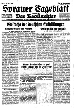 Sorauer Tageblatt vom 29.04.1940