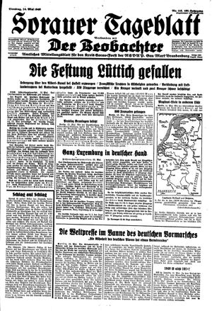Sorauer Tageblatt vom 14.05.1940