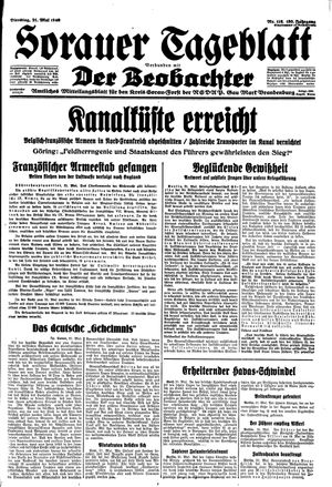 Sorauer Tageblatt vom 21.05.1940