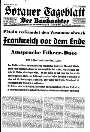 Sorauer Tageblatt vom 18.06.1940