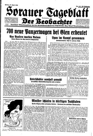 Sorauer Tageblatt vom 21.06.1940