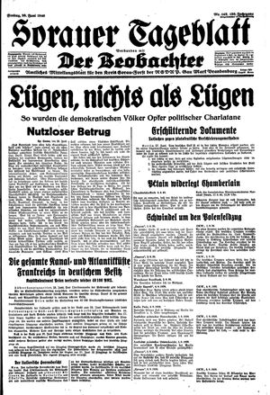 Sorauer Tageblatt vom 28.06.1940