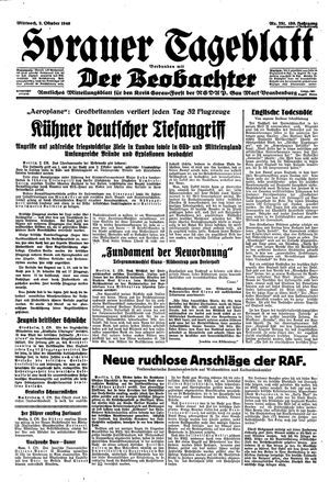 Sorauer Tageblatt vom 02.10.1940