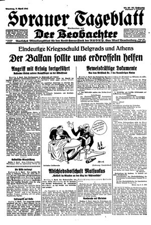 Sorauer Tageblatt vom 08.04.1941