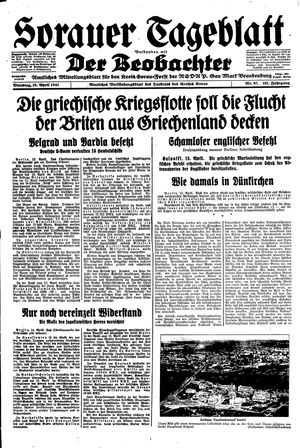 Sorauer Tageblatt vom 15.04.1941