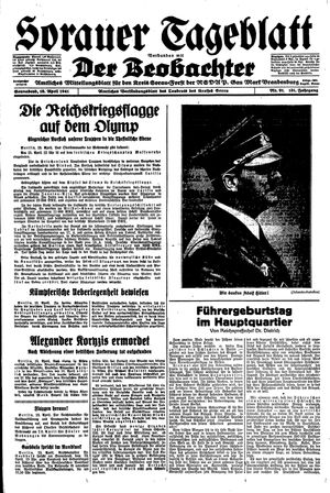 Sorauer Tageblatt vom 19.04.1941
