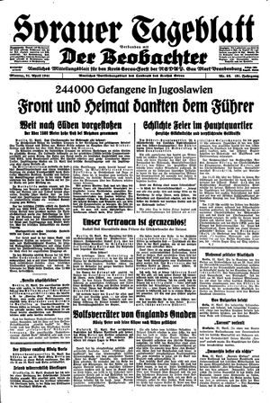 Sorauer Tageblatt vom 21.04.1941