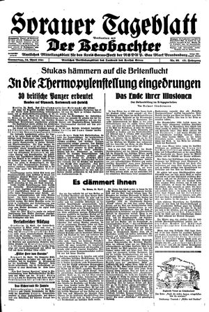 Sorauer Tageblatt vom 24.04.1941