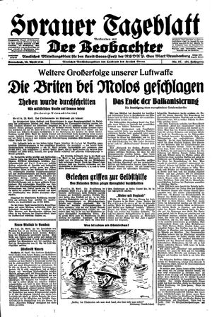 Sorauer Tageblatt vom 26.04.1941